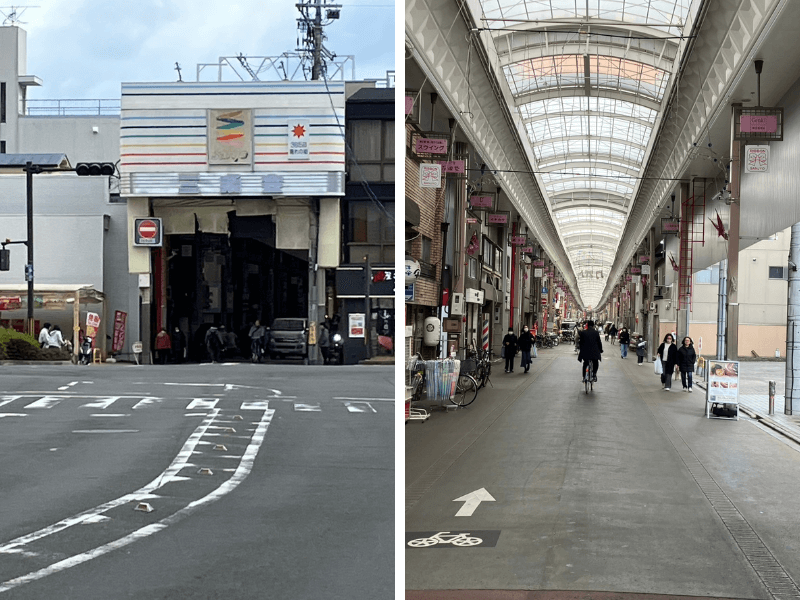 歴史ある京都の三条会商店街。アーケードがあるので雨でも安心。