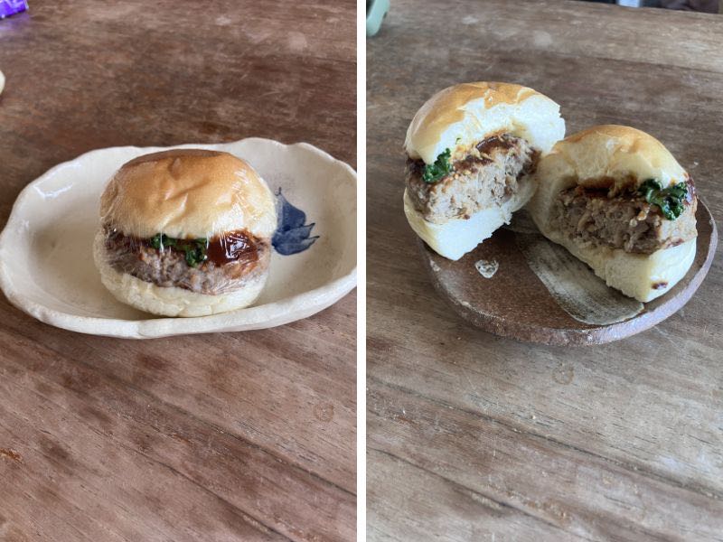 天狗堂のハンバーガーと断面
