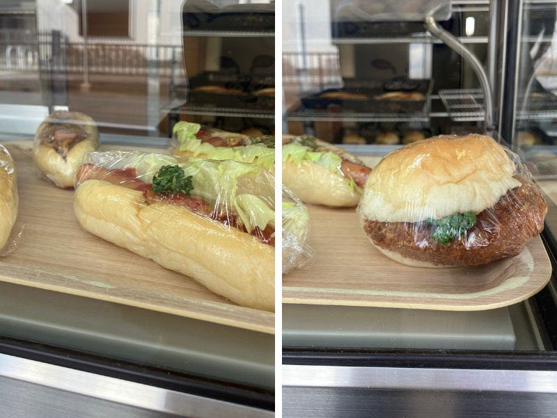 天狗堂のサンドイッチとハンバーガー