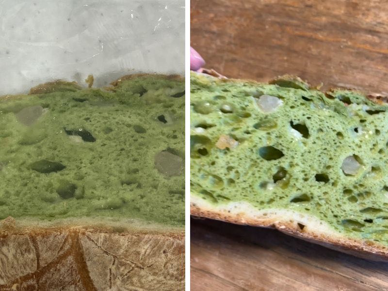 フリップアップの抹茶パンの断面アップ