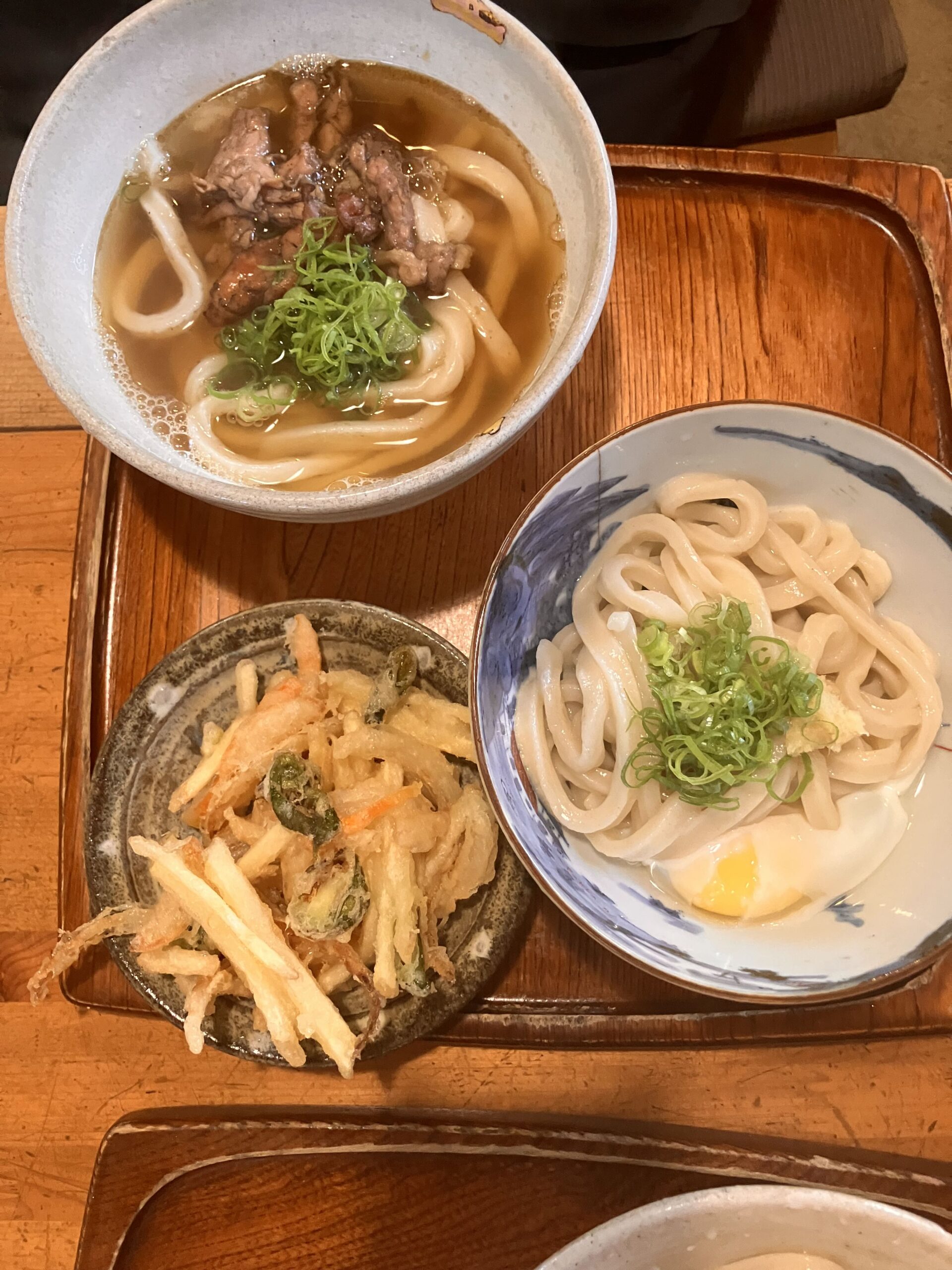 竹松うどん店のうどんと天ぷらのセット