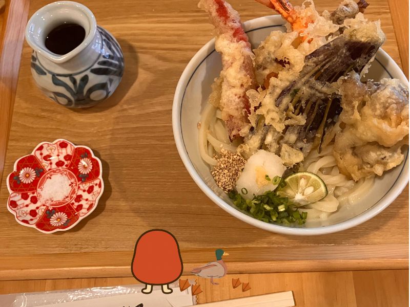手打ちうどん鴨脚の天ぷらおろしぶっかけ
