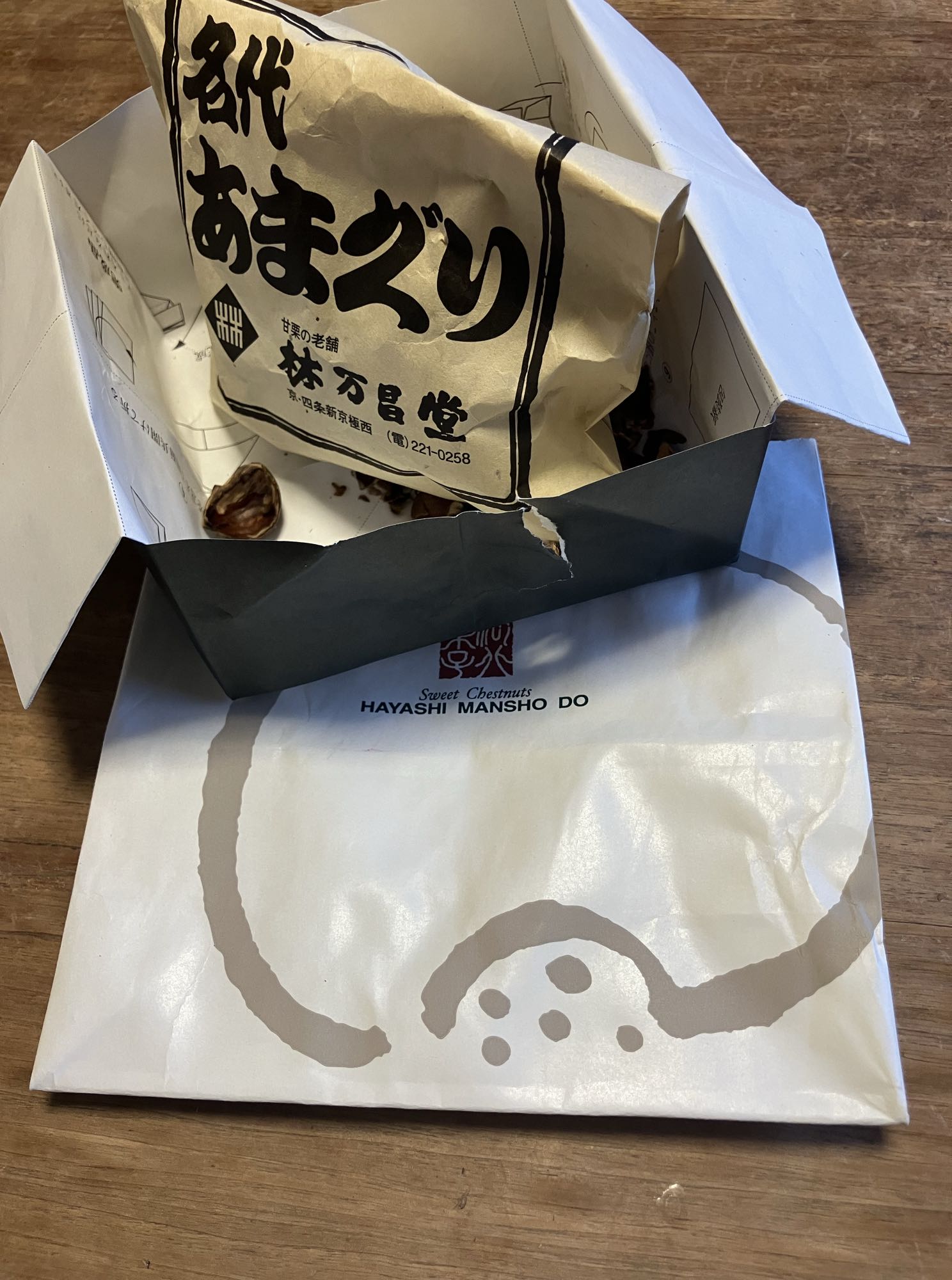 林万昌堂の名代あまぐりの包みと紙袋