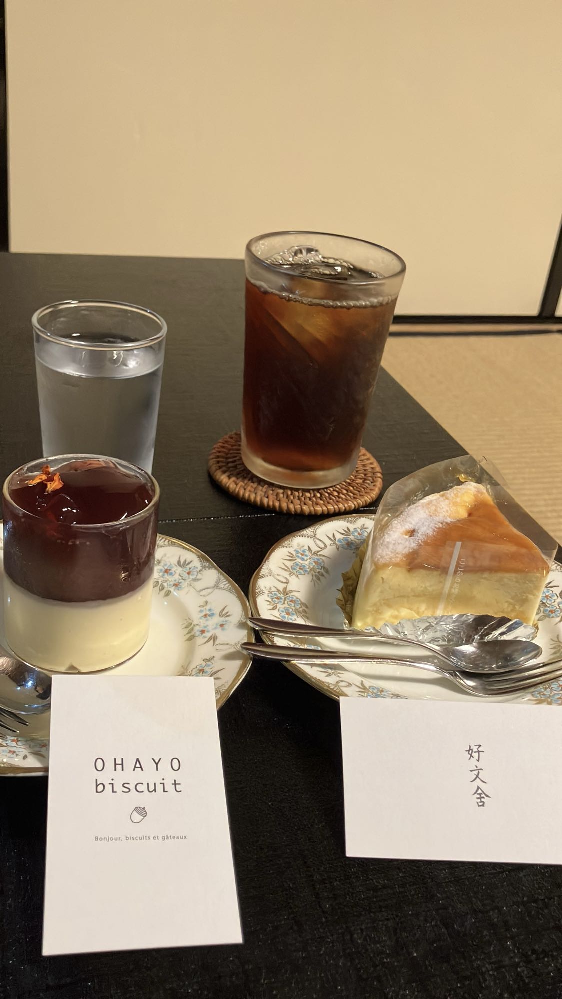 好文舎でいただいたOHAYO biscuitのケーキとアイスコーヒー